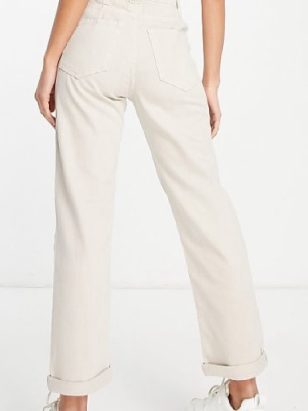 H&M Cotton Twill Paperbag Waist Straight Leg Crop Pant